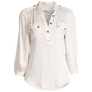 TRINA TURK Blue Sky Silk-Blend Blouse Top